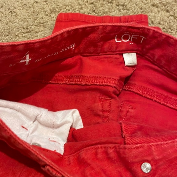 LOFT Red Modern Skinny Jeans Size 4 - Picture 2 of 2
